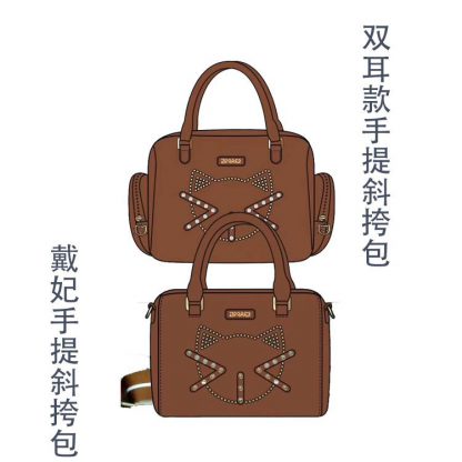 2020年新款台湾三猫时袋经典棕色铆钉猫头系列双肩包手提斜挎包